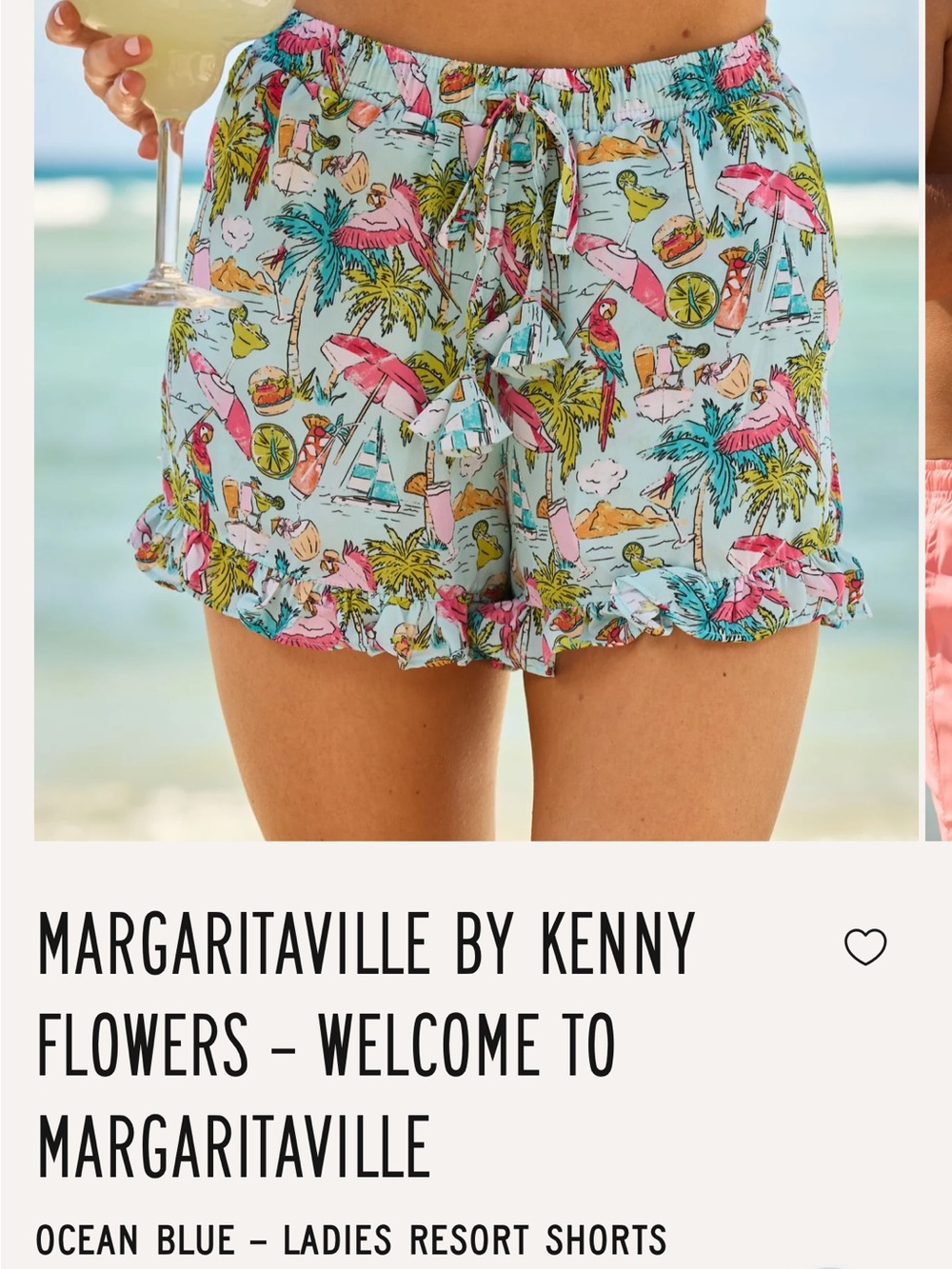 Kenny Flowers Aqua Tropical Print Ruffle High-Waist Shorts - Picture 6 of 6